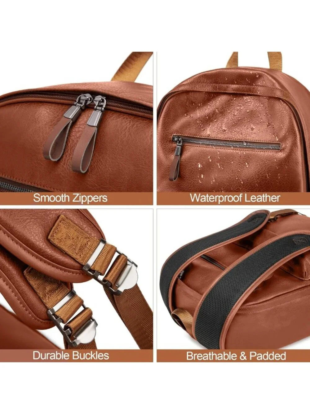 Stylish Waterproof Leather Laptop Backpack for Men & Women - Lightweight Travel
